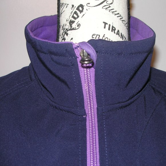 Kirkland Womens Large Navy Jacket Coat Full Zip Pockets Purple Fleece Lined Fit - Picture 7 of 13